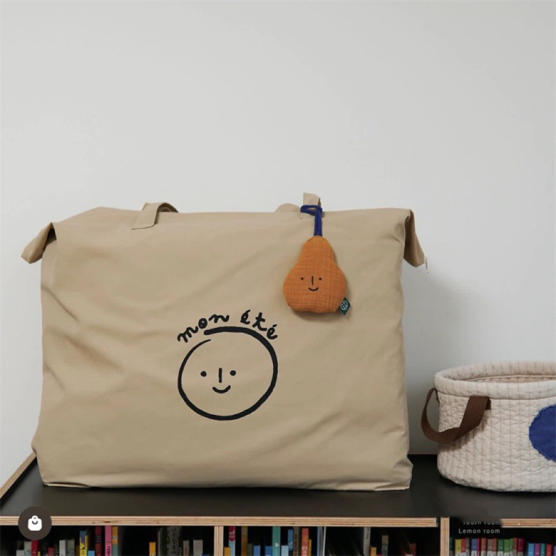 Geantă pentru cuverturi - formă cubică, material din bumbac și in, depozitare multifuncțională pentru dormitor și călătorii