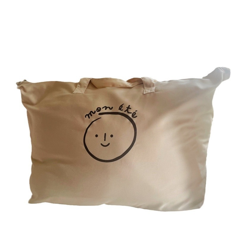 Geantă pentru cuverturi - formă cubică, material din bumbac și in, depozitare multifuncțională pentru dormitor și călătorii