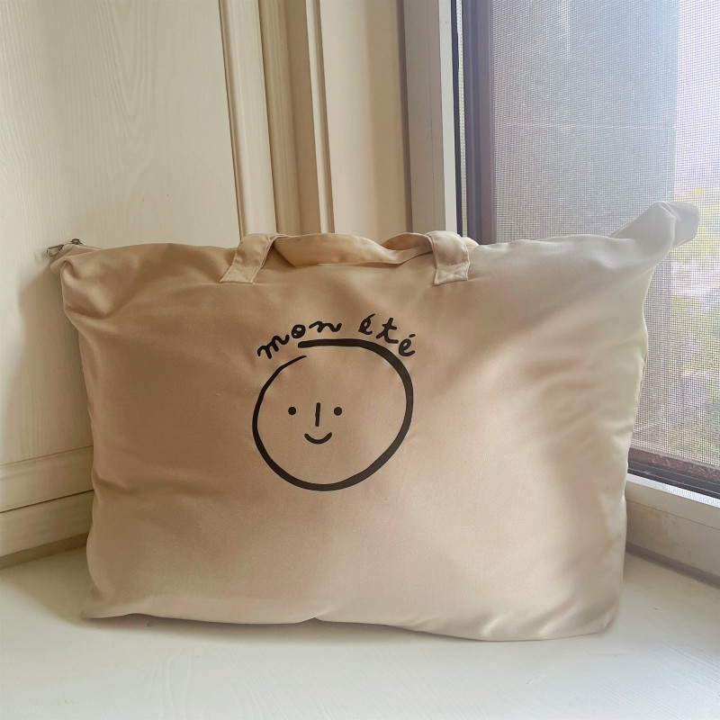 Geantă pentru cuverturi - formă cubică, material din bumbac și in, depozitare multifuncțională pentru dormitor și călătorii