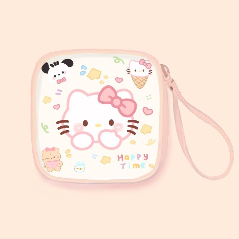 Geantă de depozitare pentru absorbante igienice, formă cubică, material PU, model WS92, stil desen animat drăguț