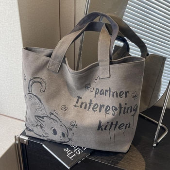 Torba Tote preko ramena – platnena torba, podstava brušene kože, svjež i sladak stil, za rekreacijska putovanja, zimsko izdanje 2025