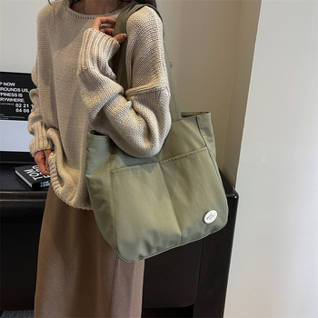 Ženska platnena Tote torba — ulični stil, materijal: platno, vertikalni kvadratni oblik, zatvarač, podstava od poliestera