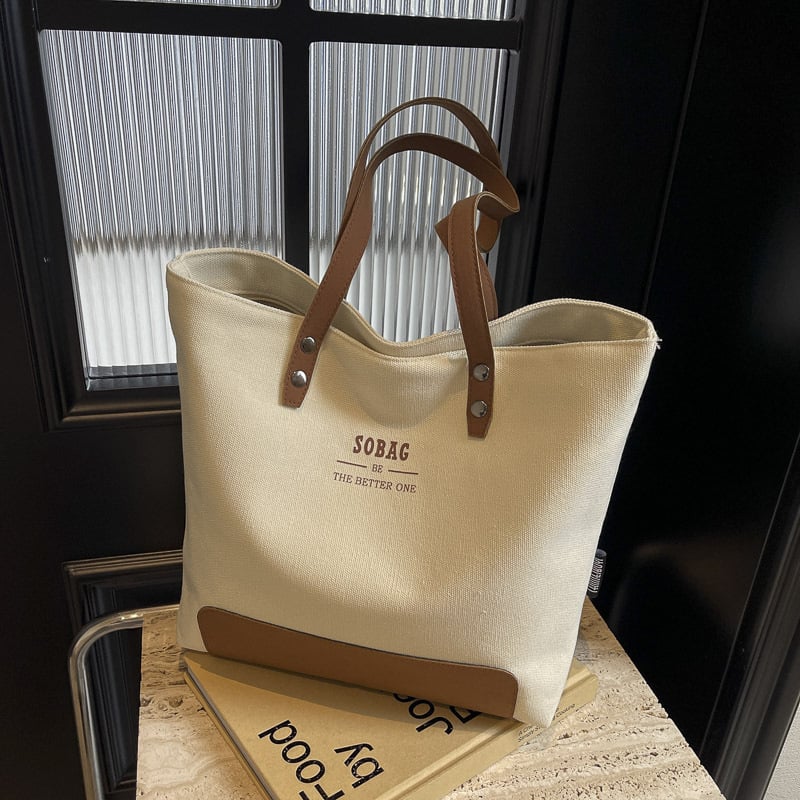 Platnena Tote torba, gradski stil jednostavnosti, zatvaranje na zip, unutarnji pretinci: pretinac sa zipom, pretinac za mobitel, pretinac za identifikaciju