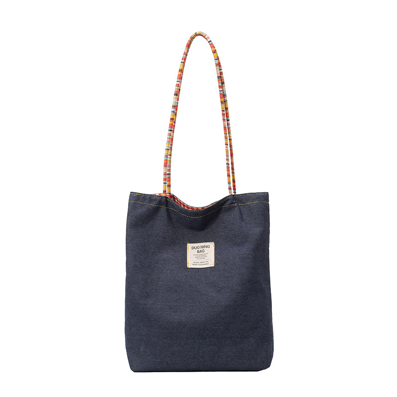 Notelli denim tote torba, gradski stil, dvostrano otvoreni vrh, podstata od poliestera, džep za mobitel, dvije naramenice, svakodnevna upotreba, proljeće 2025