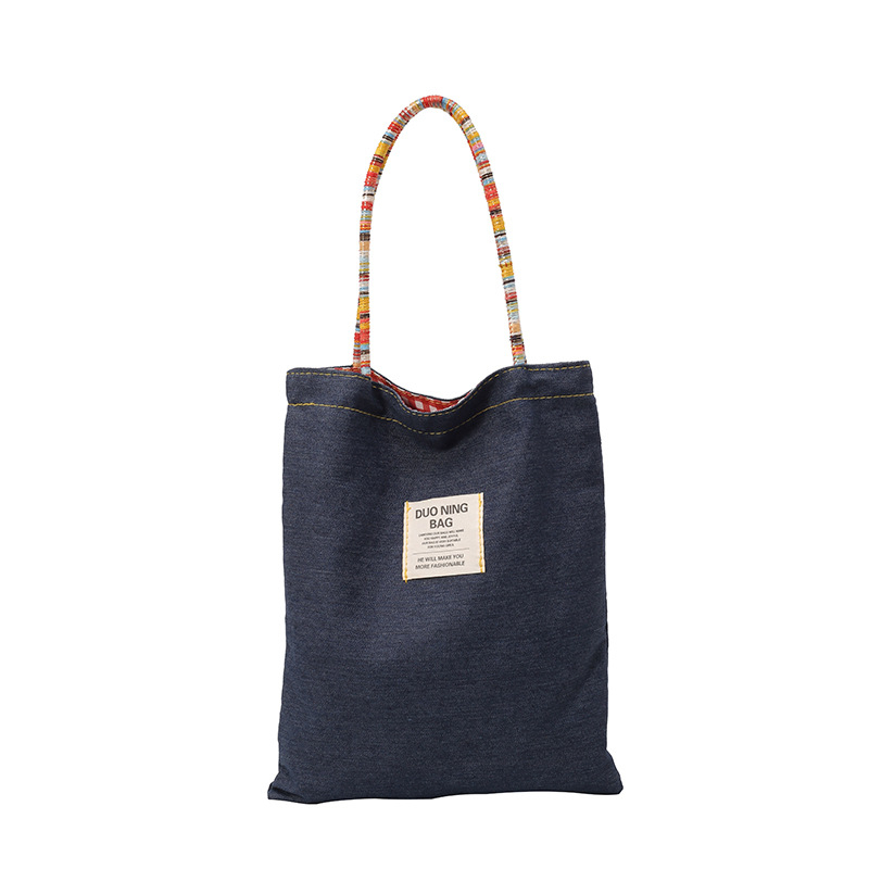 Notelli denim tote torba, gradski stil, dvostrano otvoreni vrh, podstata od poliestera, džep za mobitel, dvije naramenice, svakodnevna upotreba, proljeće 2025