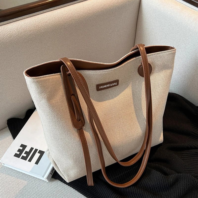 Platnena tote torba, gradski minimalistički stil, zatvaranje zipom, skriveni džep sa zipom, poliester podstava