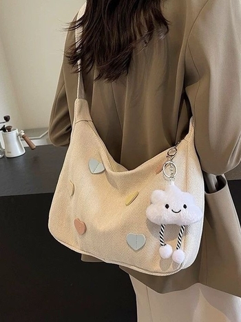 Dumpling platnena crossbody torba za žene, jesen 2025 – vodoravni kvadratni oblik, Oxford platno, zatvaranje zipom, platnena podstava, skriveni unutarnji džep sa zipom, jedan remen, svakodnevna uporaba