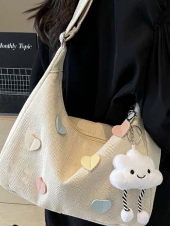 Dumpling platnena crossbody torba za žene, jesen 2025 – vodoravni kvadratni oblik, Oxford platno, zatvaranje zipom, platnena podstava, skriveni unutarnji džep sa zipom, jedan remen, svakodnevna uporaba