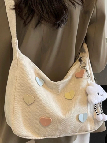 Dumpling platnena crossbody torba za žene, jesen 2025 – vodoravni kvadratni oblik, Oxford platno, zatvaranje zipom, platnena podstava, skriveni unutarnji džep sa zipom, jedan remen, svakodnevna uporaba