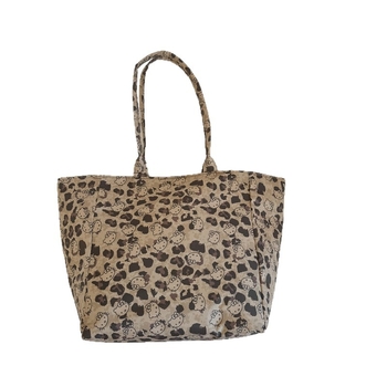 Torba za ramena od platna s leopard uzorkom, otvoren vrh, vodoravan kvadratnog oblika, džep za mobitel