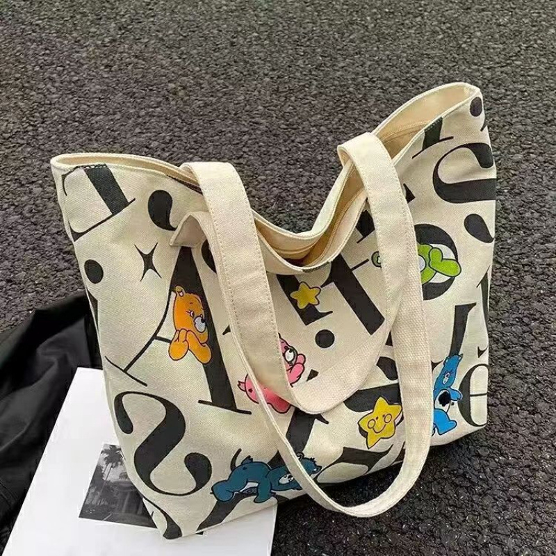 Platnena Tote torba – horizontalni kvadratni oblik, zatvarač, poliester podstava, dvostruke naramenice