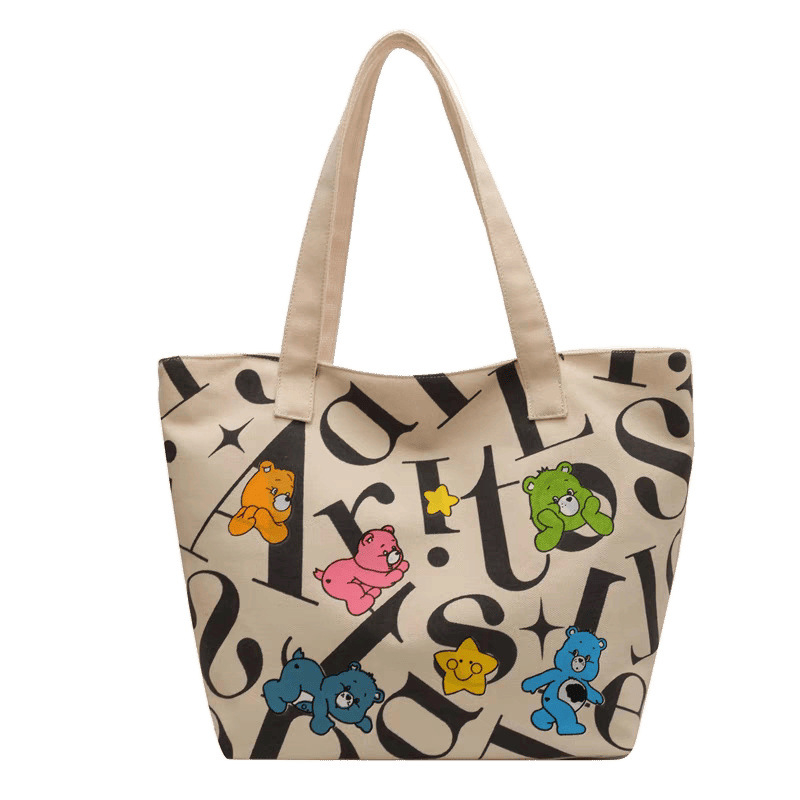 Platnena Tote torba – horizontalni kvadratni oblik, zatvarač, poliester podstava, dvostruke naramenice