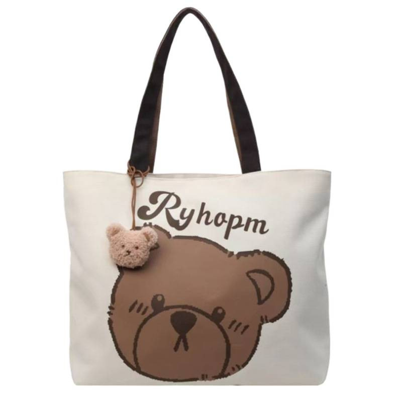 Platnena tote torba za žene s zatvaračem, horizontalnog kvadratnog oblika, dvostruke naramenice, unutarnja pretinica za telefon – pogodna za rekreacijska putovanja