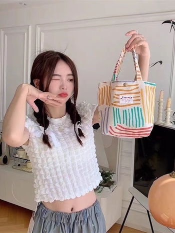 Rainbow corduroy vertikalna kvadratna torba s magnetskim zatvaračem, dvostruke naramenice, bez podstavke