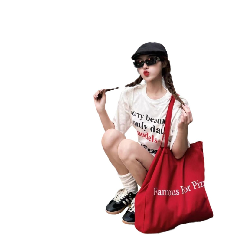Torba za rame Tote – Street Trend, platno, horizontalni kvadratni oblik, otvoreni vrh, dvostruke naramenice