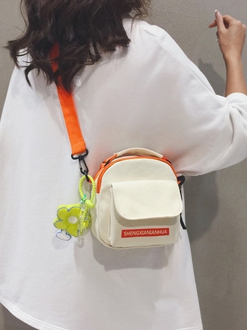 Mala platnena torbica s kontrastnim bojama za žene, gradski stil, casual, torba preko ramena za studentice