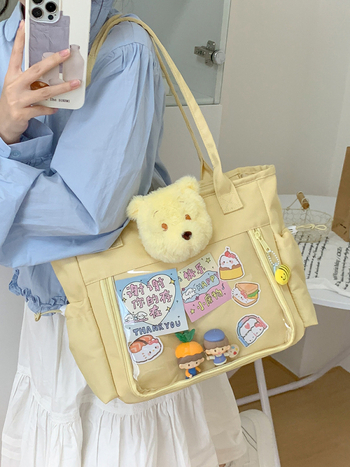 Torbica tote od platna s plavim crtanim zekom, velika kapaciteta za posao i svakodnevnu upotrebu, slatka ženska torba