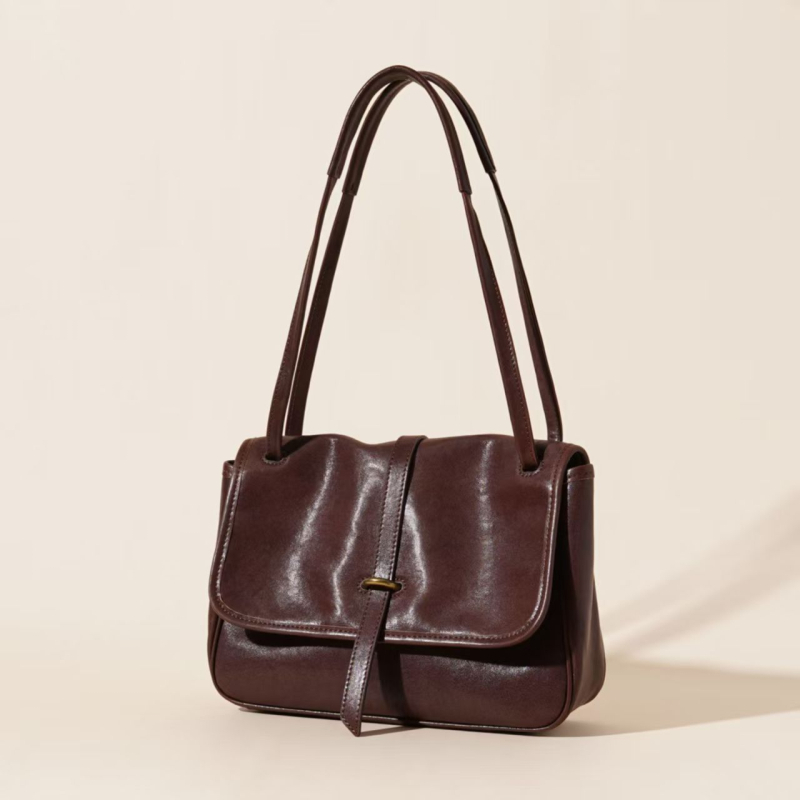 Qiu Zhen PU Messenger Táska Fedéllel, Keresztpántos Válltáska, Vászon Belső, Cipzáras Zseb