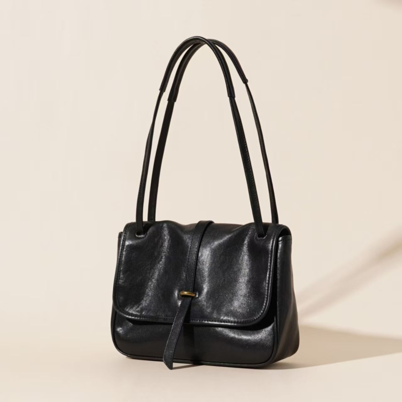 Qiu Zhen PU Messenger Táska Fedéllel, Keresztpántos Válltáska, Vászon Belső, Cipzáras Zseb