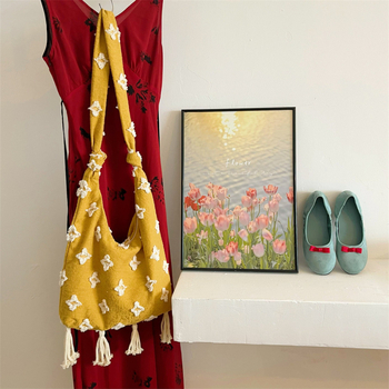 Kanvas torba preko ramena, unisex stil, dumpling oblik, zatvarač na zip, pamukova podstava