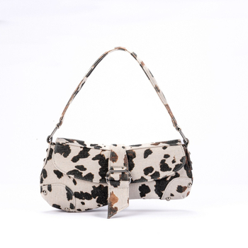 JULI torbica za rameno s leopard uzorkom i poklopcem, platno, gradski stil, asimetrični dizajn