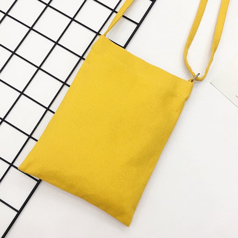 Platnena crossbody torbica, svjež i sladak stil, mali kvadratni oblik, uspravni kvadratni oblik, zatvaranje zatvaračem, unutarnji džep sa zatvaračem