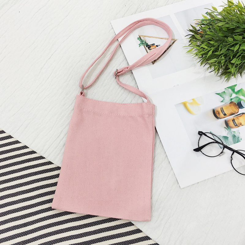 Platnena crossbody torbica, svjež i sladak stil, mali kvadratni oblik, uspravni kvadratni oblik, zatvaranje zatvaračem, unutarnji džep sa zatvaračem