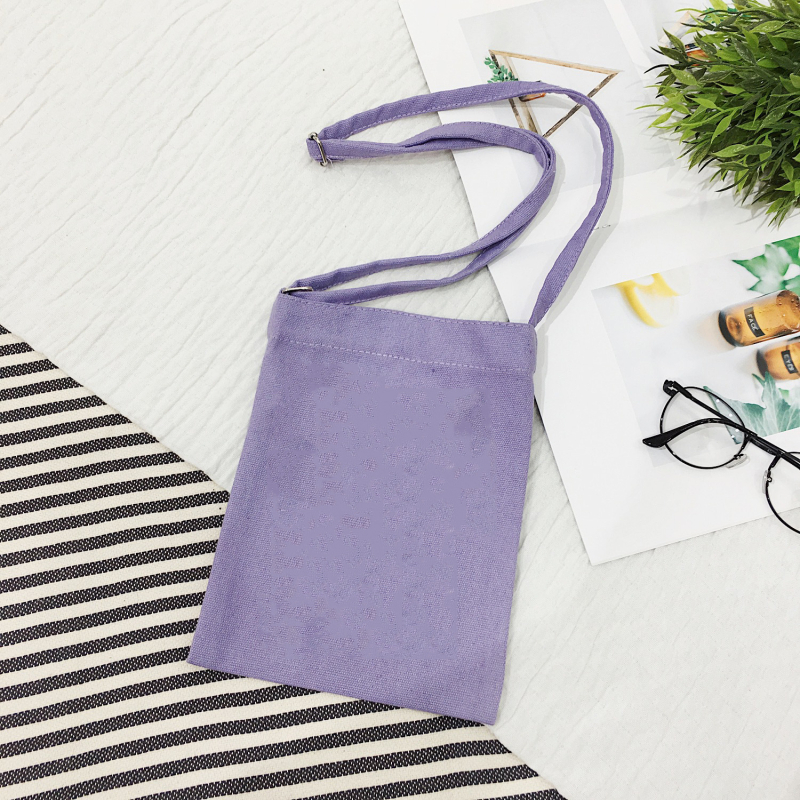 Platnena crossbody torbica, svjež i sladak stil, mali kvadratni oblik, uspravni kvadratni oblik, zatvaranje zatvaračem, unutarnji džep sa zatvaračem