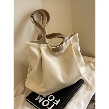 Torba Tote od platna - minimalistički stil, zatvarač, vodoravni četverokutni oblik, unutarnja džep, Lasting