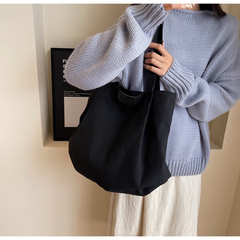 Torba Tote od platna - minimalistički stil, zatvarač, vodoravni četverokutni oblik, unutarnja džep, Lasting