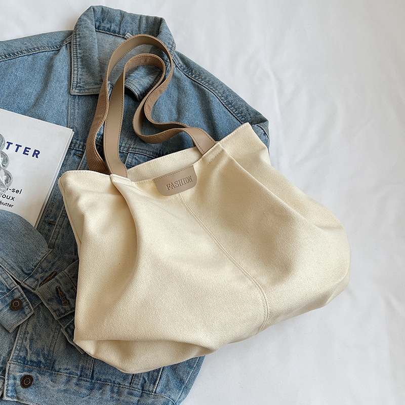 Torba Tote od platna - minimalistički stil, zatvarač, vodoravni četverokutni oblik, unutarnja džep, Lasting