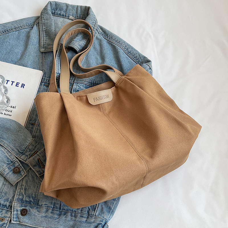 Torba Tote od platna - minimalistički stil, zatvarač, vodoravni četverokutni oblik, unutarnja džep, Lasting