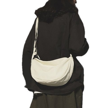 Platnena crossbody torba - dumpling-type oblik, zatvarač, bez podstave, gradski stil
