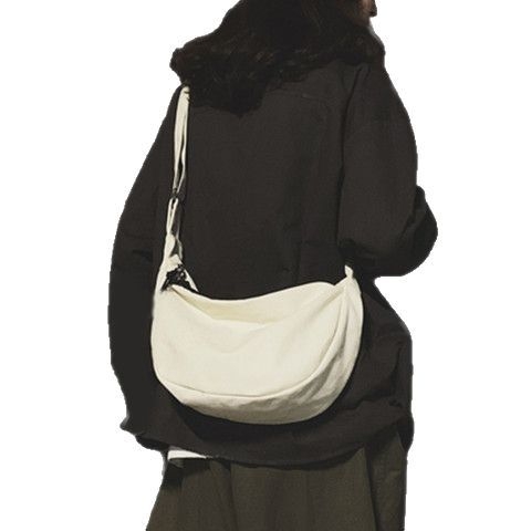 Platnena crossbody torba - dumpling-type oblik, zatvarač, bez podstave, gradski stil