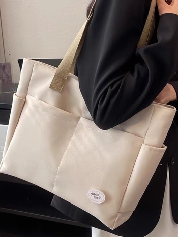 Nylon Tote torba sa zatvaračem, podstava od poliestera, džep za telefon, dvostruke naramenice
