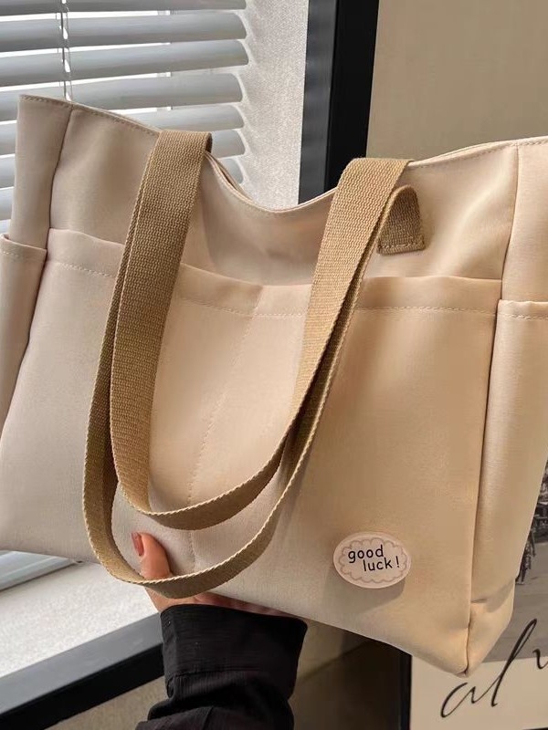 Nylon Tote torba sa zatvaračem, podstava od poliestera, džep za telefon, dvostruke naramenice