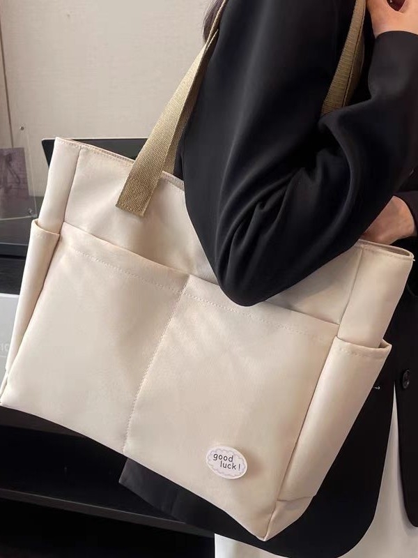 Nylon Tote torba sa zatvaračem, podstava od poliestera, džep za telefon, dvostruke naramenice