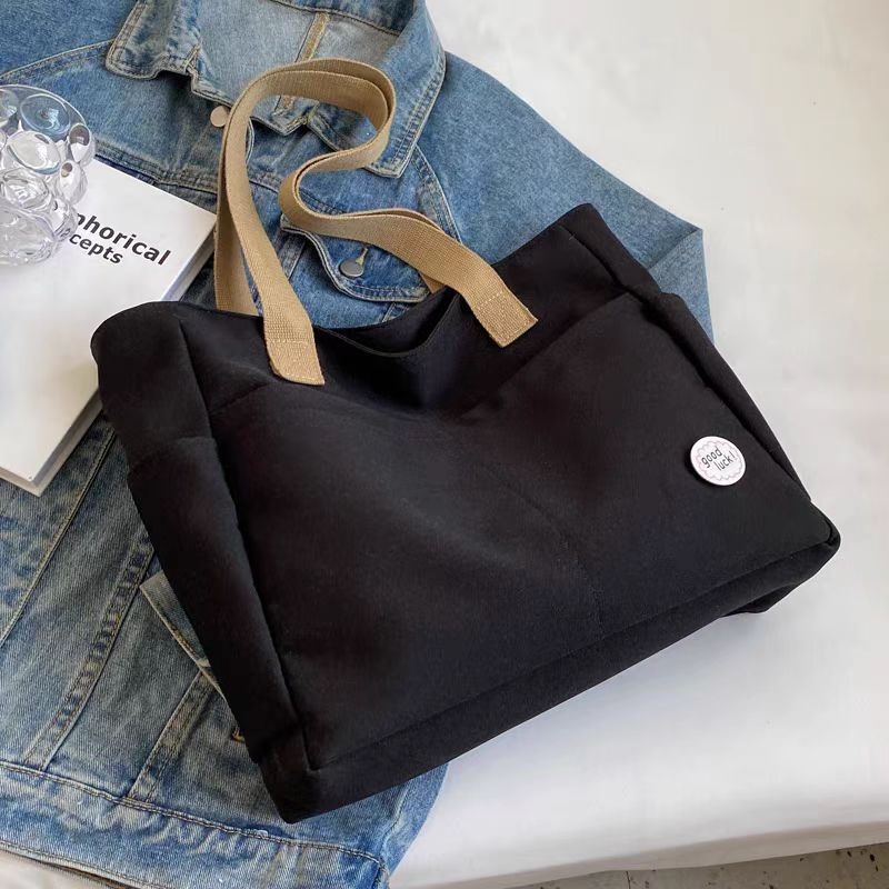 Nylon Tote torba sa zatvaračem, podstava od poliestera, džep za telefon, dvostruke naramenice
