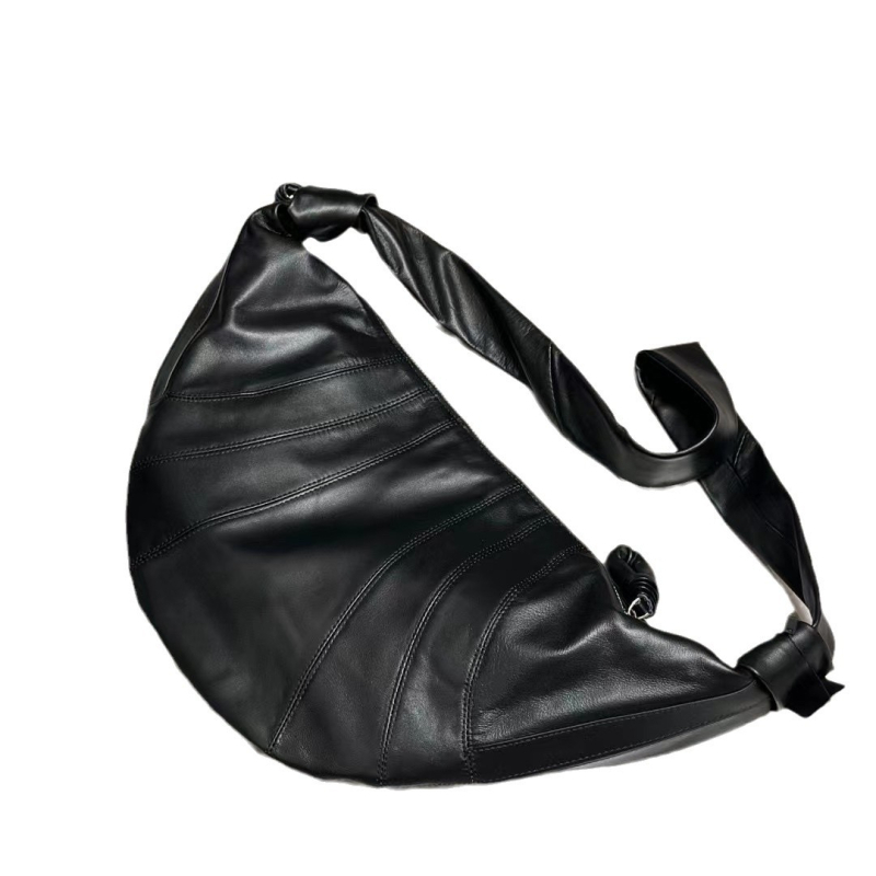 Torba od vrhunske kože goveda, oblik kroasana, dumpling stil, prava koža, dizajn čvora, preko ramena