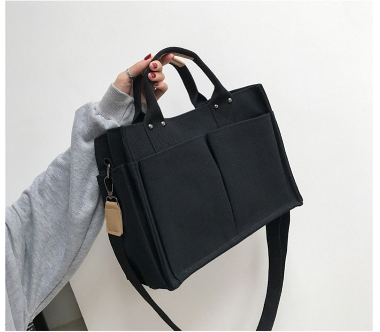 Ženska platnena Tote torba, gradski minimalistički stil, vodoravni kvadratni oblik, magnetska kopča