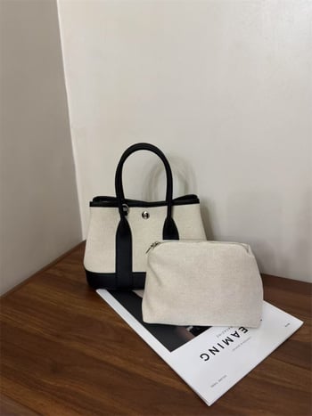 Ženska platnena torba s patchwork dizajnom, tote torba za vrt garden, otvoreni vrh, ulični stil, džep za telefon, jednostruki remen, ljeto 2025