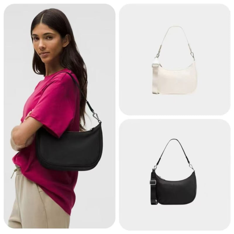 Lululemon Underarm Crossbody Torba – Kanvas, Ovalni Oblik, Zip Zatvaranje, Najlonska Unutrašnjost, Gradski Minimalistički Stil