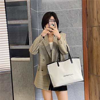 Platnena tote torba sa street-trend stilom, zatvaračem, unutarnji džep za telefon, bez podstava