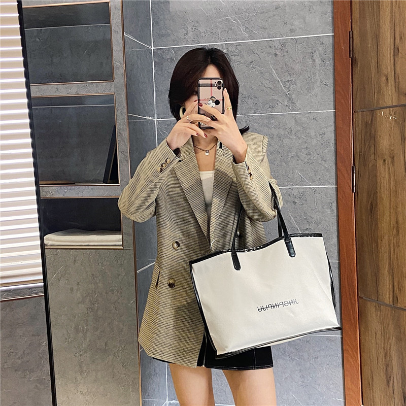 Platnena tote torba sa street-trend stilom, zatvaračem, unutarnji džep za telefon, bez podstava