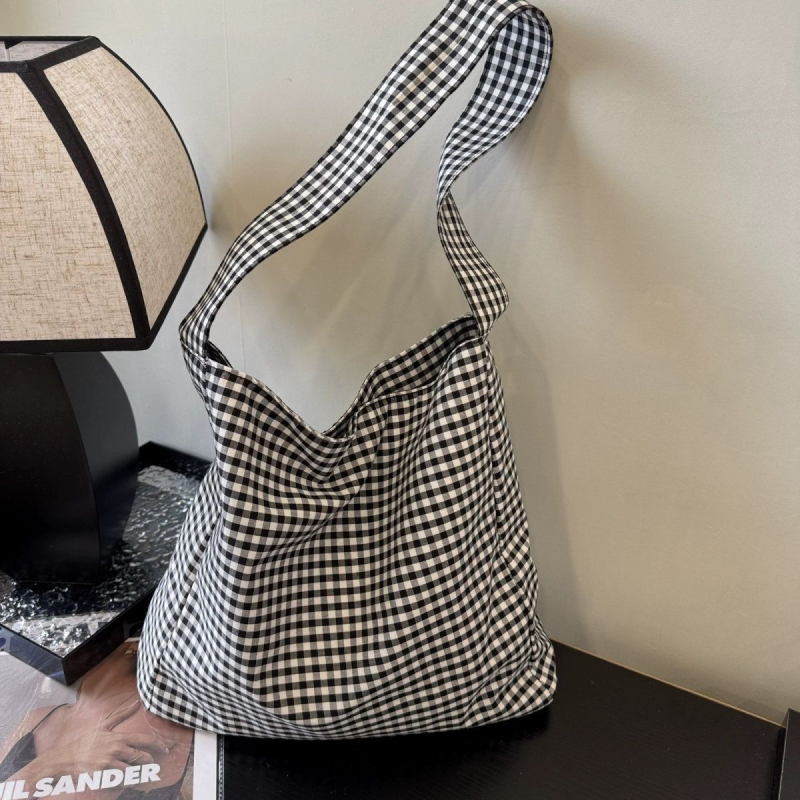 Unisex tote torba, poliester, karirani uzorak, platnena podstava, velika zapremina, proljeće 2024