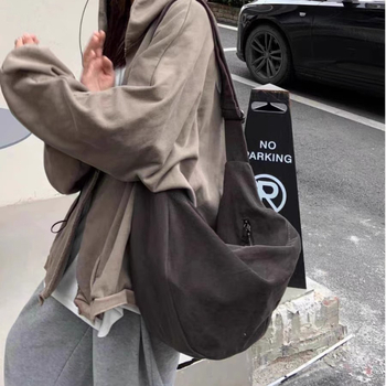 Unisex crossbody tote torba – vanjska od najlona, zatvarač, platnena podstava, ovalni oblik
