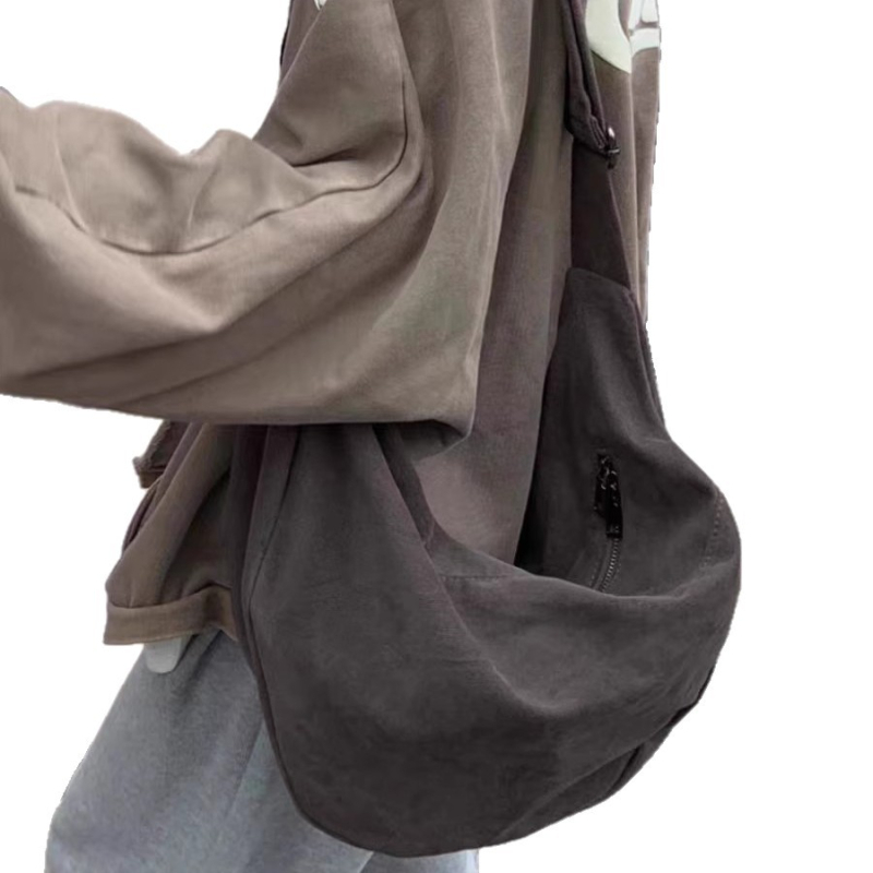 Unisex crossbody tote torba – vanjska od najlona, zatvarač, platnena podstava, ovalni oblik