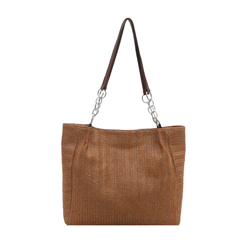 Tote torba od slame s remenom preko ramena, velika kapaciteta, minimalistički dizajn, ljeto 2025 moda torba