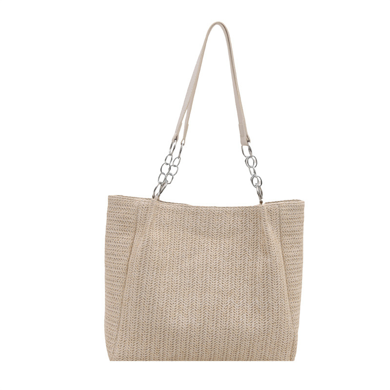 Tote torba od slame s remenom preko ramena, velika kapaciteta, minimalistički dizajn, ljeto 2025 moda torba