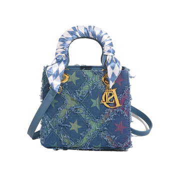 Platnena torbica sa zvjezdanim motivom, torba za rame i crossbody, vertikalni kvadratni oblik, zatvarač, unutarnji džepovi